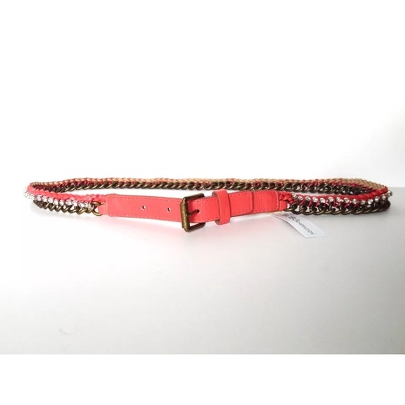 BCBGENERATION WAIST BELT FAUX DIAMOND PINK CORAL - Picture 3 of 7
